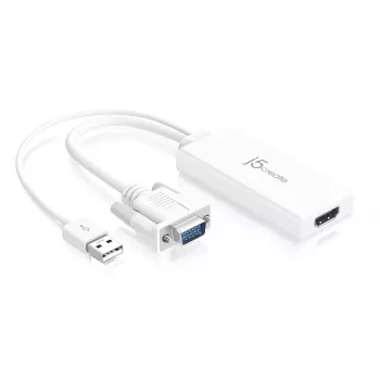 j5create JDA214 VGA uz HDMI video audio adapter balts 0.176m