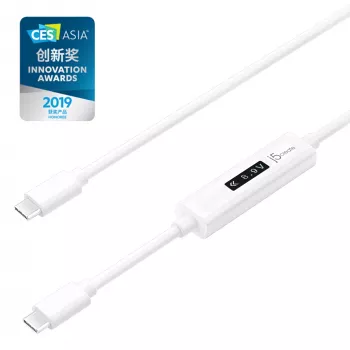 j5create JUCP14-N USB-C 2.0 uz USB-C lādēšanas kabelis ar OLED dinamisko jaudas indikatoru