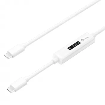 j5create JUCP14-N USB-C 2.0 uz USB-C lādēšanas kabelis ar OLED dinamisko jaudas indikatoru