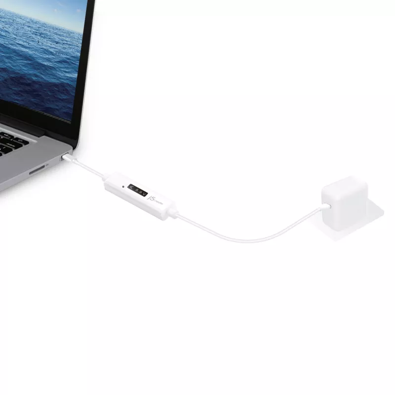 j5create JUCP14-N USB-C 2.0 uz USB-C lādēšanas kabelis ar OLED dinamisko jaudas indikatoru