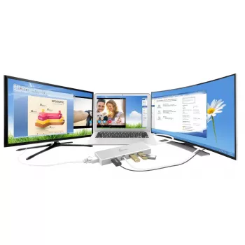 j5create JUD380 USB 3.0 Mini Doks — 1x HDMI, 3x USB, Sudraba