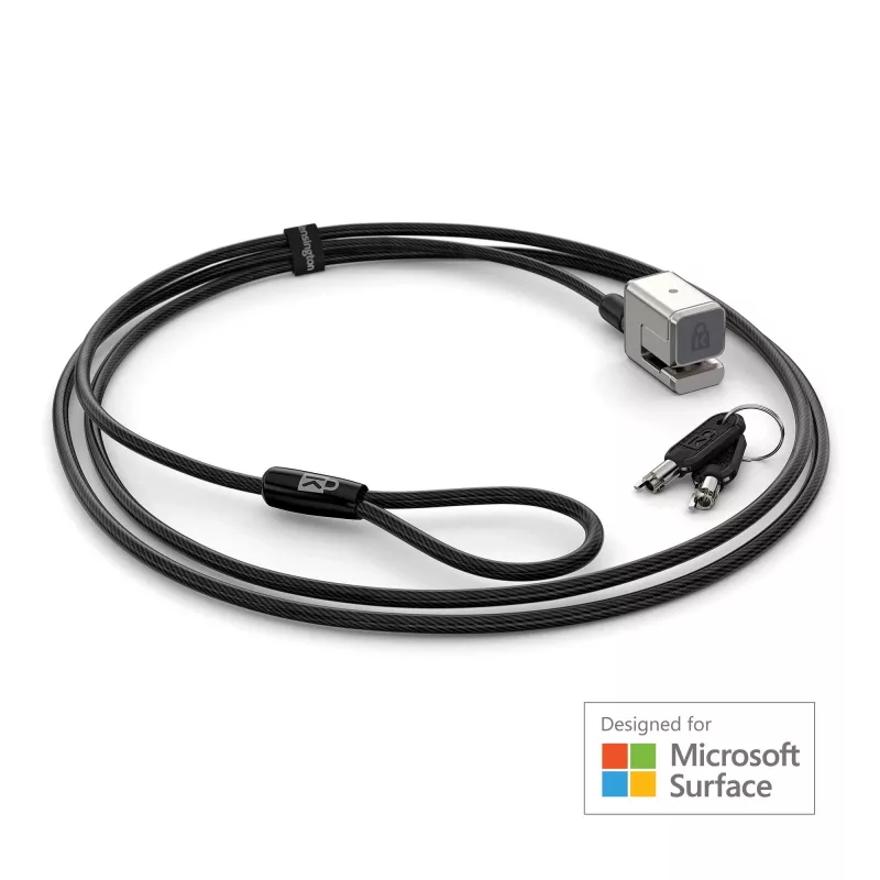 Kensington Keyed Cable Lock Surface Pro un Surface Go slēdzene, 1.8 m, atslēga, oglekļa tērauds, melna, sudraba