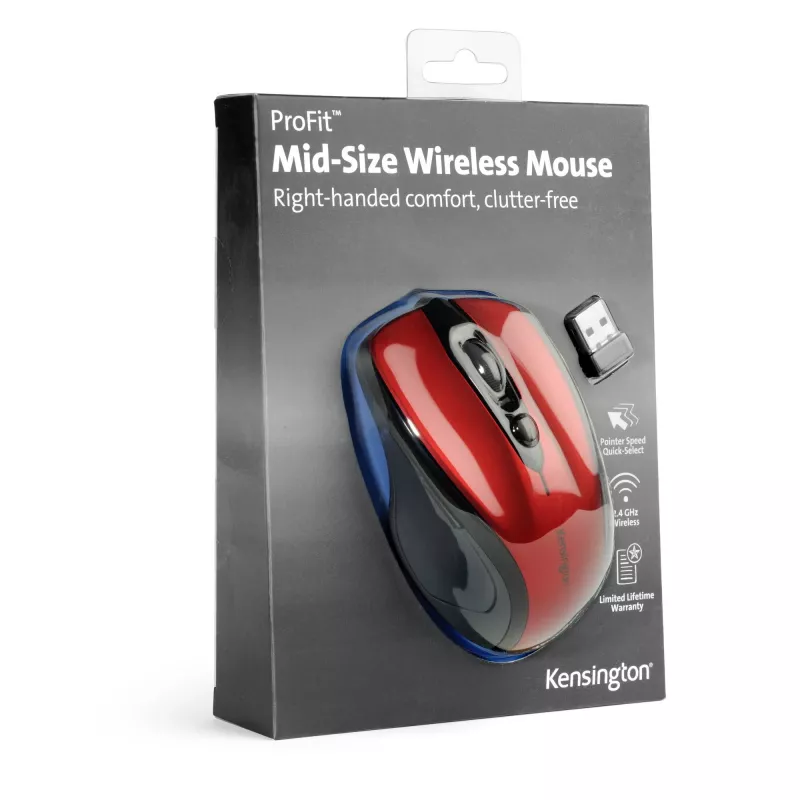 Pele Kensington Pro Fit Wireless Mid Size RF Wireless, sarkana