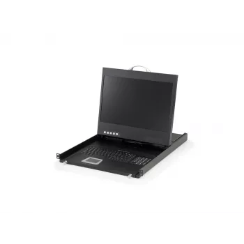 LevelOne 19 collu platā ekrāna LCD KVM konsoles atvilktne, ASV tastatūra