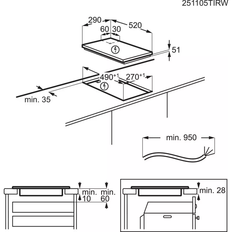 Electrolux Serie 300 LIT30231C Melna iebūvējama 29 cm zonas indukcijas plīts 2 zonas