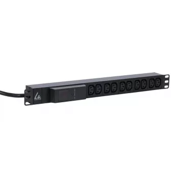 Lanview LVR261877 strāvas sadales bloks (PDU) 10 AC ligzdas 1U Melns