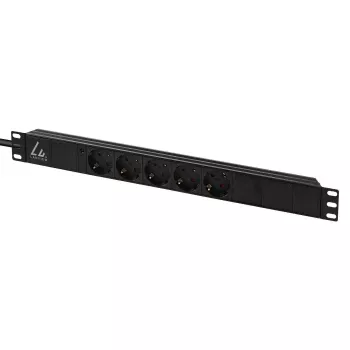 Lanview 19 inch Rack Strāvas Sloksne 1U 10A, 5x Schuko (LVR-3MSCH-LIC-SCH5)