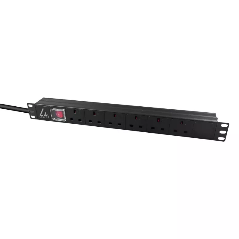 Lanview LVR-3MUK-SW-UK6 strāvas sadales bloks (PDU) 6 AC kontaktligzdas 1,4U Melns
