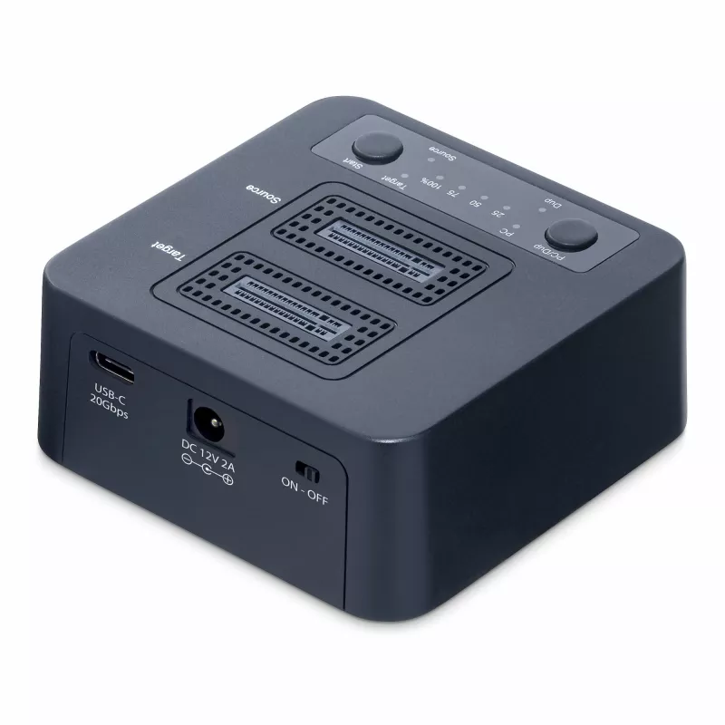 StarTech.com 1:1 M.2 NVMe disku dublikators, autonoms M.2 SSD klonētājs/kopētājs līdz 90GB/min, USB 3.2 20Gbps M.2 divu slotu disks, iekļauti USB-C/A kabeļi