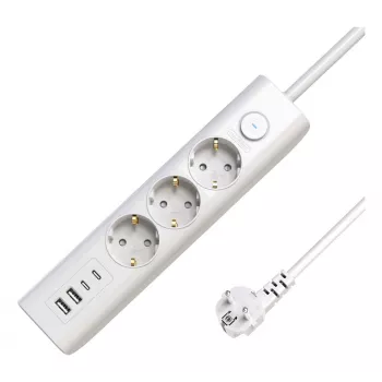 MicroConnect 3-vietu USB Schuko pagarinātājs 1.5M balts 3 AC kontaktligzdas 230V