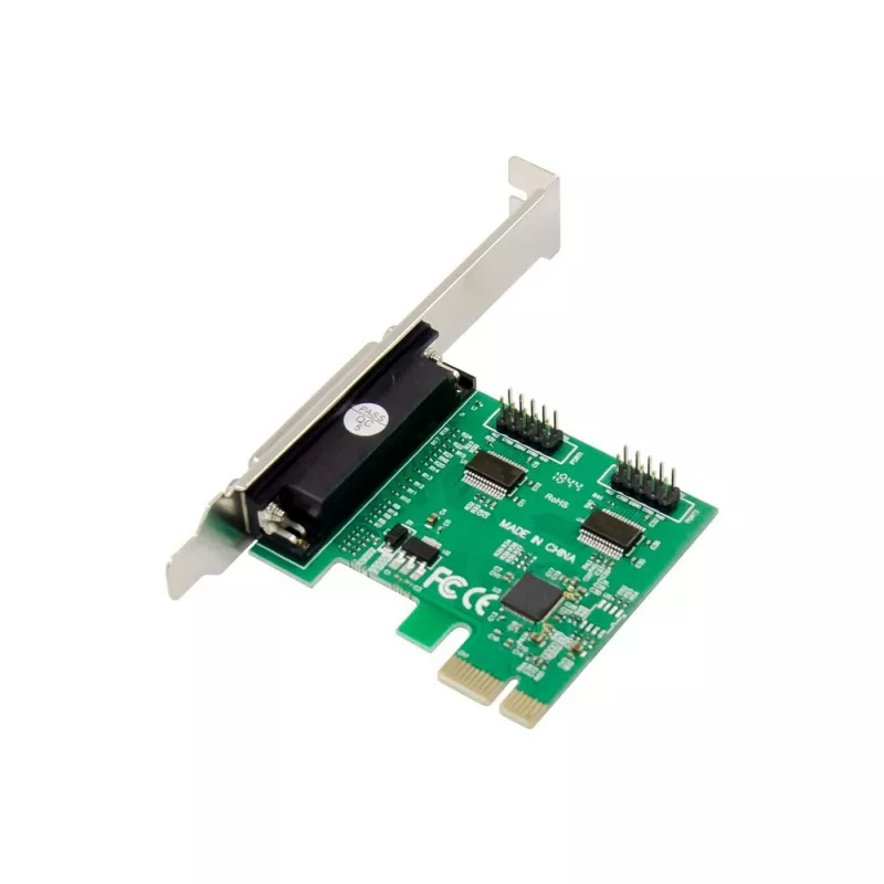 MicroConnect MC-PCIE-MCS1P2S iekšējā PCIe x1 karte ar vienu paralēlo DB25 un diviem seriālajiem DB9 portiem