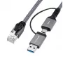 Microconnect CAT6 RJ45 FTP uz USB A-C adaptera kabelis, 2 m
