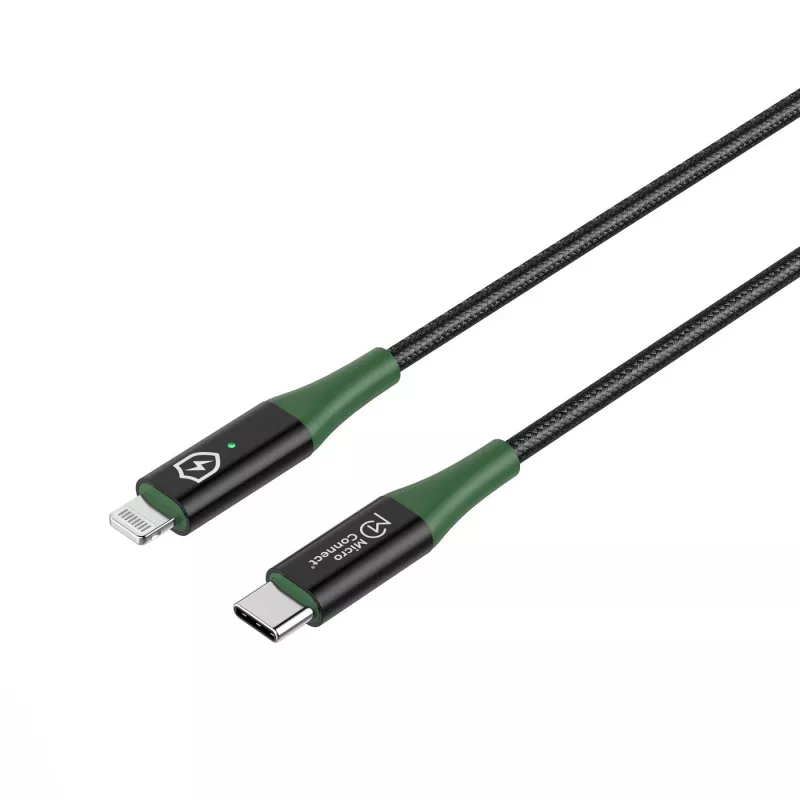 Microconnect MC-SMART USB C-L-1 Lightning kabelis 1 m Melns, Zaļš