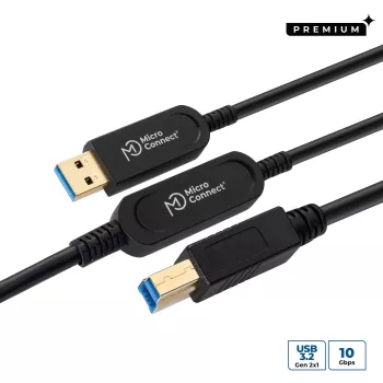 MicroConnect MC-USB3.0AB10OP USB kabelis, USB 3.2 Gen 2 (10 Gbit/s), 10 m, USB A - USB B, melns