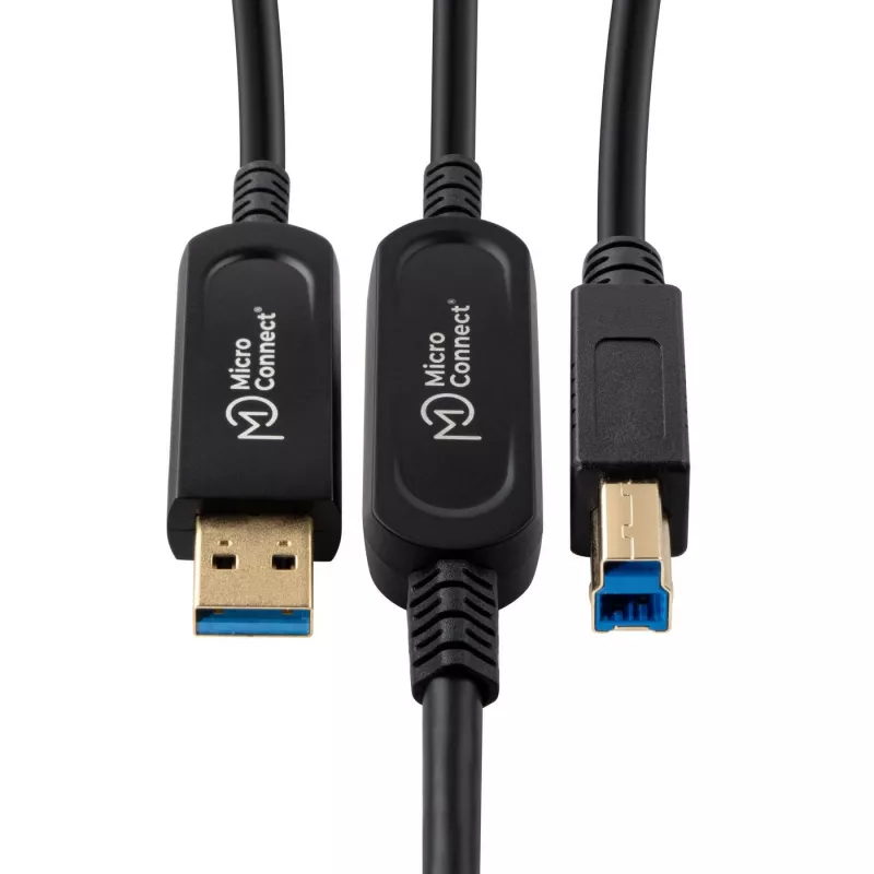 MicroConnect MC-USB3.0AB10OP USB kabelis, USB 3.2 Gen 2 (10 Gbit/s), 10 m, USB A - USB B, melns