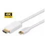 Microconnect MDPHDMI1-4K video kabeļa adapteris 1 m Mini DisplayPort uz HDMI Type A (Standarta) Balts