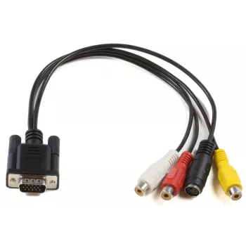 Microconnect MONGGSV video kabeļa adapteris 0.3 m VGA (D-Sub) uz RCA + S-Video melns