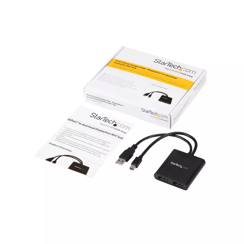 StarTech.com 2-Portu Multi Monitora Adapteris - Mini DisplayPort uz 2x DisplayPort MST Hubs - Divkāršs 4K 30Hz - Video Sadalītājs Paplašinātā Darbvirsmas Režīmam Windows PC - mDP 1.2 uz 2x DP