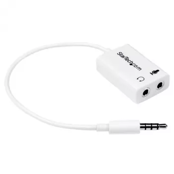 StarTech.com balts austiņu adapteris austiņām ar atsevišķiem austiņu/mikrofona spraudņiem - 3,5 mm 4 pozīcijas uz 2x 3 pozīcijas 3,5 mm vīriešu/sieviešu