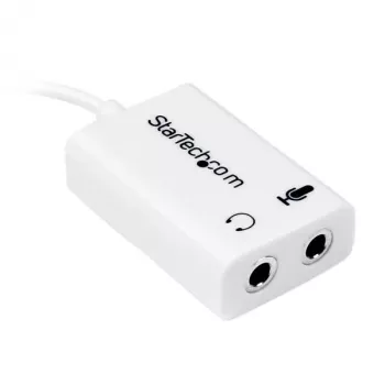 StarTech.com balts austiņu adapteris austiņām ar atsevišķiem austiņu/mikrofona spraudņiem - 3,5 mm 4 pozīcijas uz 2x 3 pozīcijas 3,5 mm vīriešu/sieviešu
