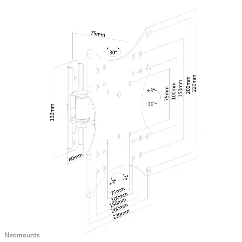 Neomounts FPMA-W115BLACK TV sienas stiprinājums 10-40 collām - pilna kustība
