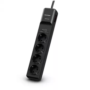 CyberPower P0420SUD0-DE pārsprieguma aizsargs Melns 4 kontaktligzdas 200 - 250 V 1.8 m
