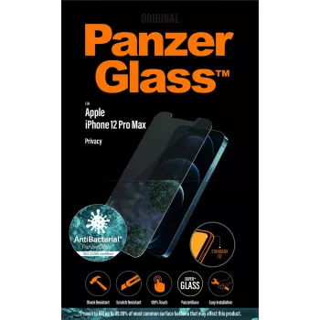 Aizsargstikls PanzerGlass Apple iPhone 12 Pro Max, rūdīts stikls + PET, privātuma filtrs, 6,7 collas