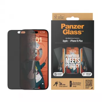 PanzerGlass® Privātuma ekrāna aizsargs iPhone 15 Plus | Ultra-Wide Fit ar EasyAligner