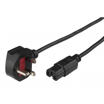 Microconnect PE090420C15 strāvas kabelis, melns, 2 m, BS 1363 – C15 savienotājs