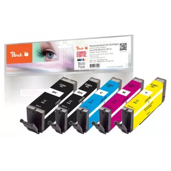 Peach PI100-378 tintas kasetne 5 gab. Savietojama Augstas (XL) ražas Melna, Ciāna, Fuksīna, Dzeltena