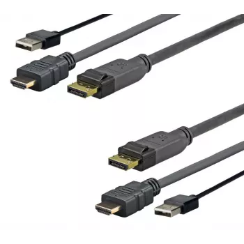 Vivolink PROHDMIUSBDP1 video kabeļa adapteris 1 m DisplayPort HDMI + USB melns