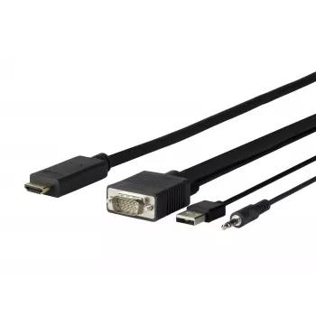 Vivolink PROVGAHDMI1 video kabeļa adapteris 1 m HDMI VGA (D-Sub) + 3,5 mm + USB Type-A Melns