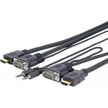 Vivolink PROVGAHDMIFLY3 video kabeļa adapteris 3 m VGA (D-Sub) + 3,5 mm HDMI Type A (Standard) Melns