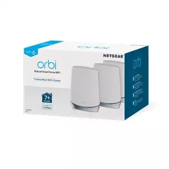 NETGEAR Orbi RBK753 AX4200 WiFi 6 Mesh Sistēma Tri-band (2.4 GHz / 5 GHz / 5 GHz) Wi-Fi 6 (802.11ax) Balts 6 Iekšējās Antenas