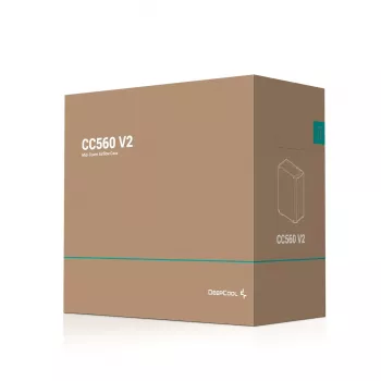 PC korpuss DeepCool CC560 V2 Midi Tower Melns — ATX/microATX, Rūdīts stikls, RGB priekšpuse, 360mm priekšējais radiators, 370mm GPU