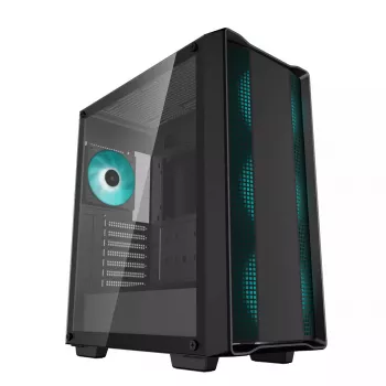 PC korpuss DeepCool CC560 V2 Midi Tower Melns — ATX/microATX, Rūdīts stikls, RGB priekšpuse, 360mm priekšējais radiators, 370mm GPU