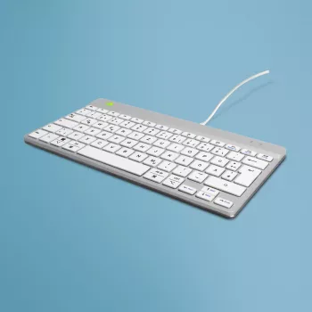R-Go Tools ergonomiskā tastatūra R-Go Compact Break, kompakta tastatūra ar pārtraukuma programmatūru, QWERTZ (DE), vadu, balta