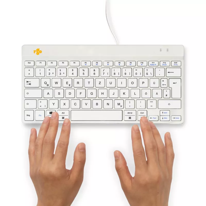 R-Go Tools ergonomiskā tastatūra R-Go Compact Break, kompakta tastatūra ar pārtraukuma programmatūru, QWERTZ (DE), vadu, balta