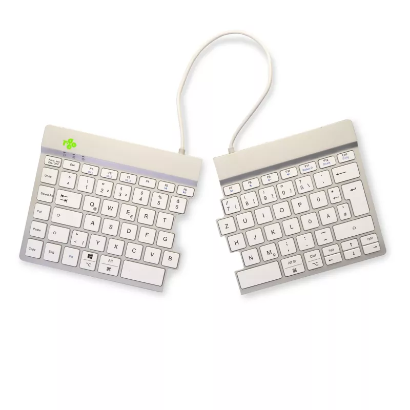 R-Go Tools ergonomiskā tastatūra R-Go Split Break ar pārtraukuma programmatūru, ergonomiska sadalīta tastatūra, QWERTZ (DE), Bluetooth, balta