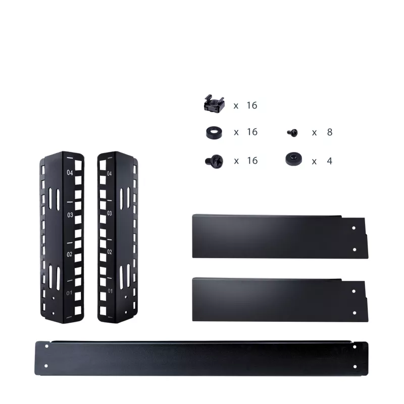 StarTech.com 2-Post 4U Desktop Server Rack, atvērts rāmis 19 collu datora statīvs, kompakts tīkla statīvs AV/studijas/datu/IT aprīkojumam - brīvi stāvošs divu stabu mājas/biroja statīvs