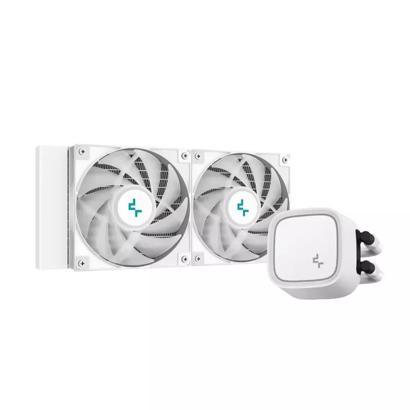 DeepCool LE520 WH R-LE520-WHAMMN-G-1 viss-vienā šķidrumdzesētājs procesoram, 240 mm, 12 cm ventilators, 85,85 CFM, LGA1700/1200/1151/1150/1155, AM4/AM5, balts