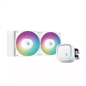 Šķidruma dzesēšanas sistēma DeepCool LE520 WH — 120 mm ventilators, 220 W TDP, balta, atbalsta LGA 1150/1151/1155/1200/1700 un AM4/AM5