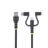 StarTech.com 3,3 pēdu (1 m) Izturīgs USB Daudzfunkciju Uzlādes Kabelis, USB uz Lightning/Micro-USB/Type-C, Apple MFi Sertificēts, Arama Apvalks, Universāls 3-in-1 USB Lādētāja Vads iPhone/iPad/Android