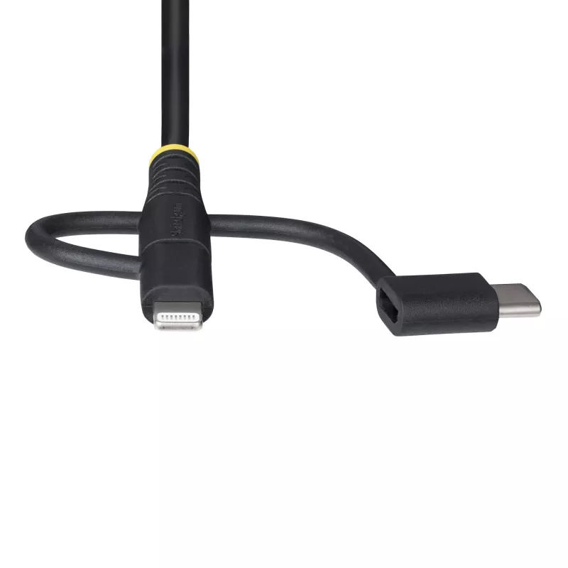 StarTech.com 3,3 pēdu (1 m) Izturīgs USB Daudzfunkciju Uzlādes Kabelis, USB uz Lightning/Micro-USB/Type-C, Apple MFi Sertificēts, Arama Apvalks, Universāls 3-in-1 USB Lādētāja Vads iPhone/iPad/Android