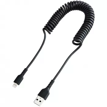 StarTech.com 1m USB–Lightning savīts kabelis, MFi sertificēts, melns, izturīgs TPE apvalks ar aramīda šķiedru