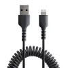StarTech.com 1m USB–Lightning savīts kabelis, MFi sertificēts, melns, izturīgs TPE apvalks ar aramīda šķiedru