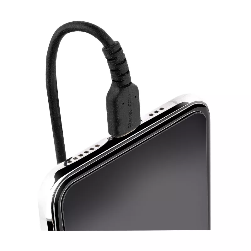 StarTech.com 1m USB–Lightning savīts kabelis, MFi sertificēts, melns, izturīgs TPE apvalks ar aramīda šķiedru
