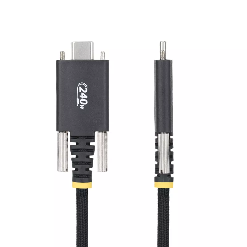 StarTech.com 6.6ft (2m) USB-C uzlādes kabelis, sānu skrūvju fiksācija, 240W (5A) PD EPR, divslāņu silikona/pīts apvalks, USB 2.0 klēpjdatora lādētāja kabelis, USB-IF sertificēts, izturīgs USB-C lādēšanas vads