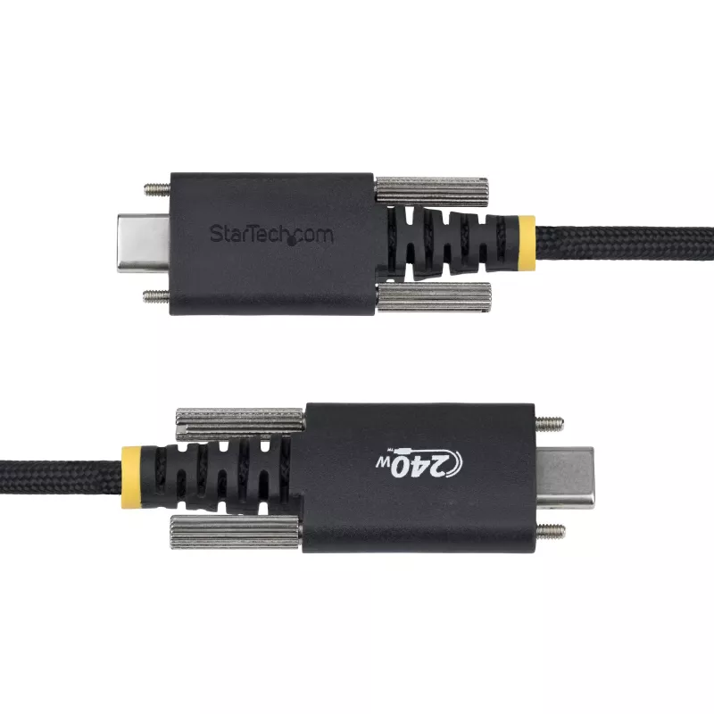 StarTech.com 6.6ft (2m) USB-C uzlādes kabelis, sānu skrūvju fiksācija, 240W (5A) PD EPR, divslāņu silikona/pīts apvalks, USB 2.0 klēpjdatora lādētāja kabelis, USB-IF sertificēts, izturīgs USB-C lādēšanas vads