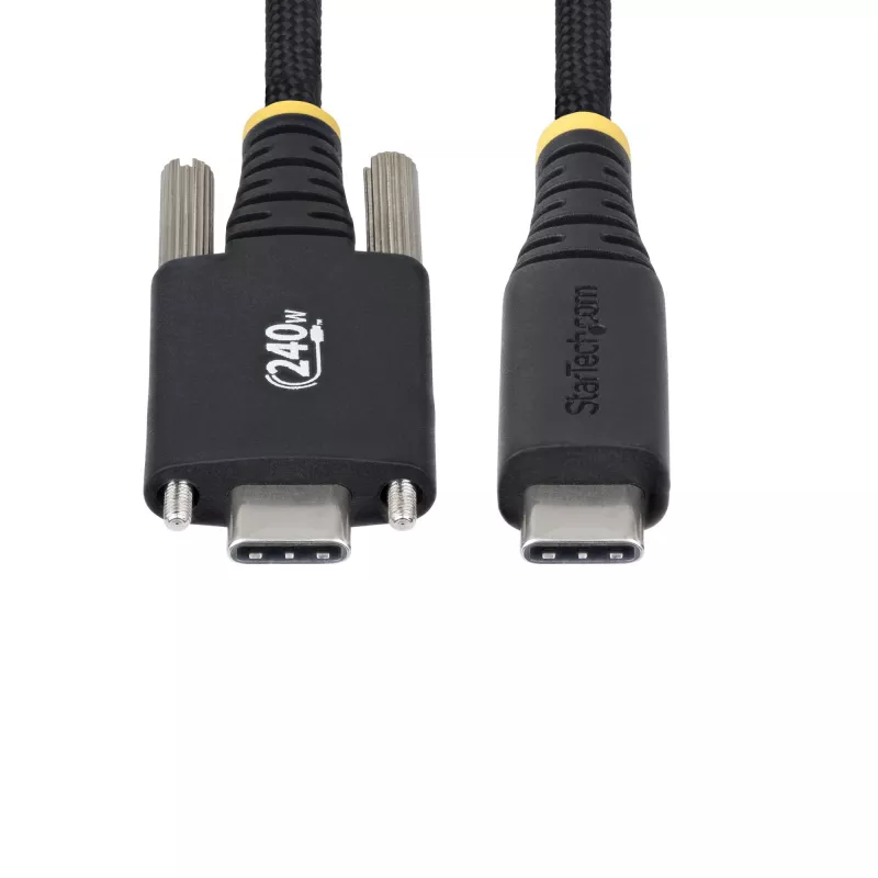 StarTech.com 6.6ft (2m) USB-C uzlādes kabelis, sānu skrūvju fiksācija, 240W (5A) PD EPR, divslāņu silikona/pīts apvalks, USB 2.0 klēpjdatora lādētāja kabelis, USB-IF sertificēts, izturīgs USB-C lādēšanas vads